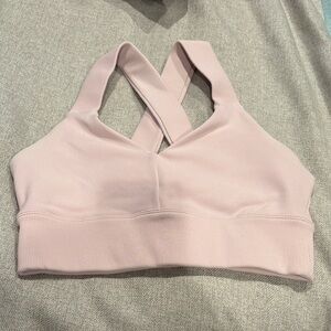 Alo Women's Light Pink Ribbed Cross-Back Bralette